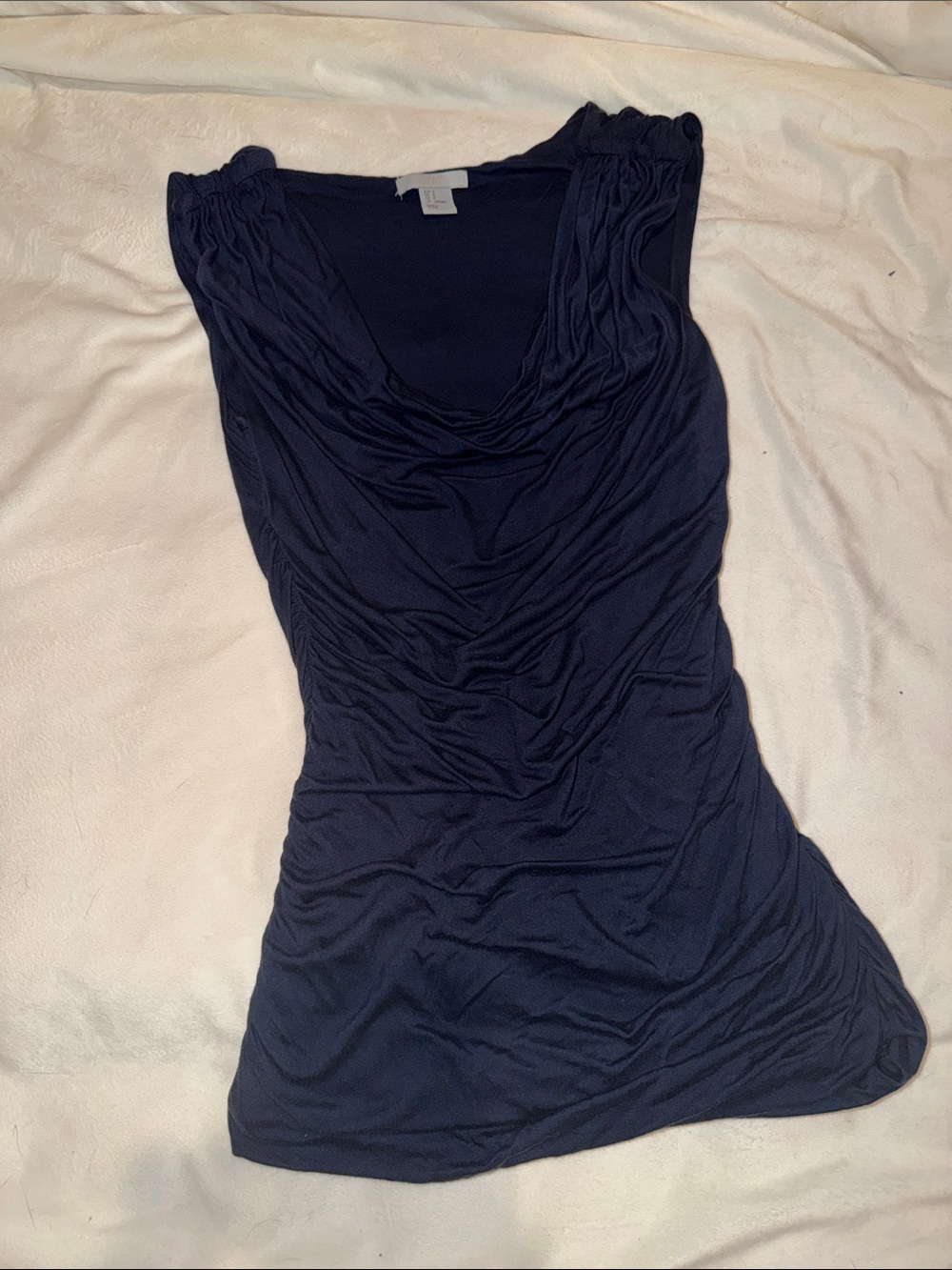 H&M Navy Draped Cowl Neck Tank